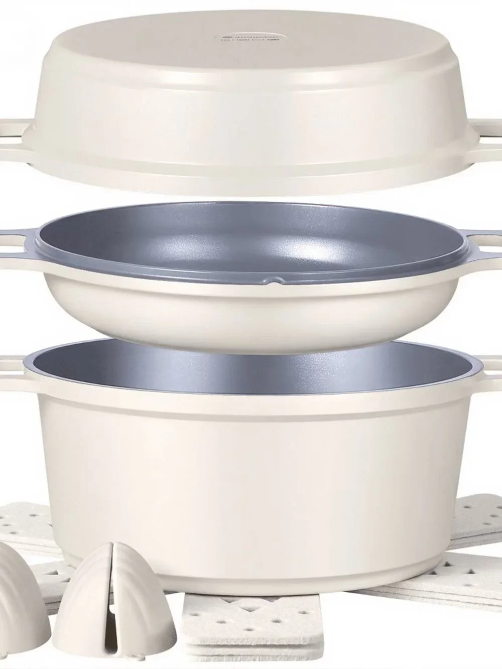 8-Piece Non Stick Stock Pot with Lid, Ceramic Cooking Pot Set, 4.5 Qt All-in-One